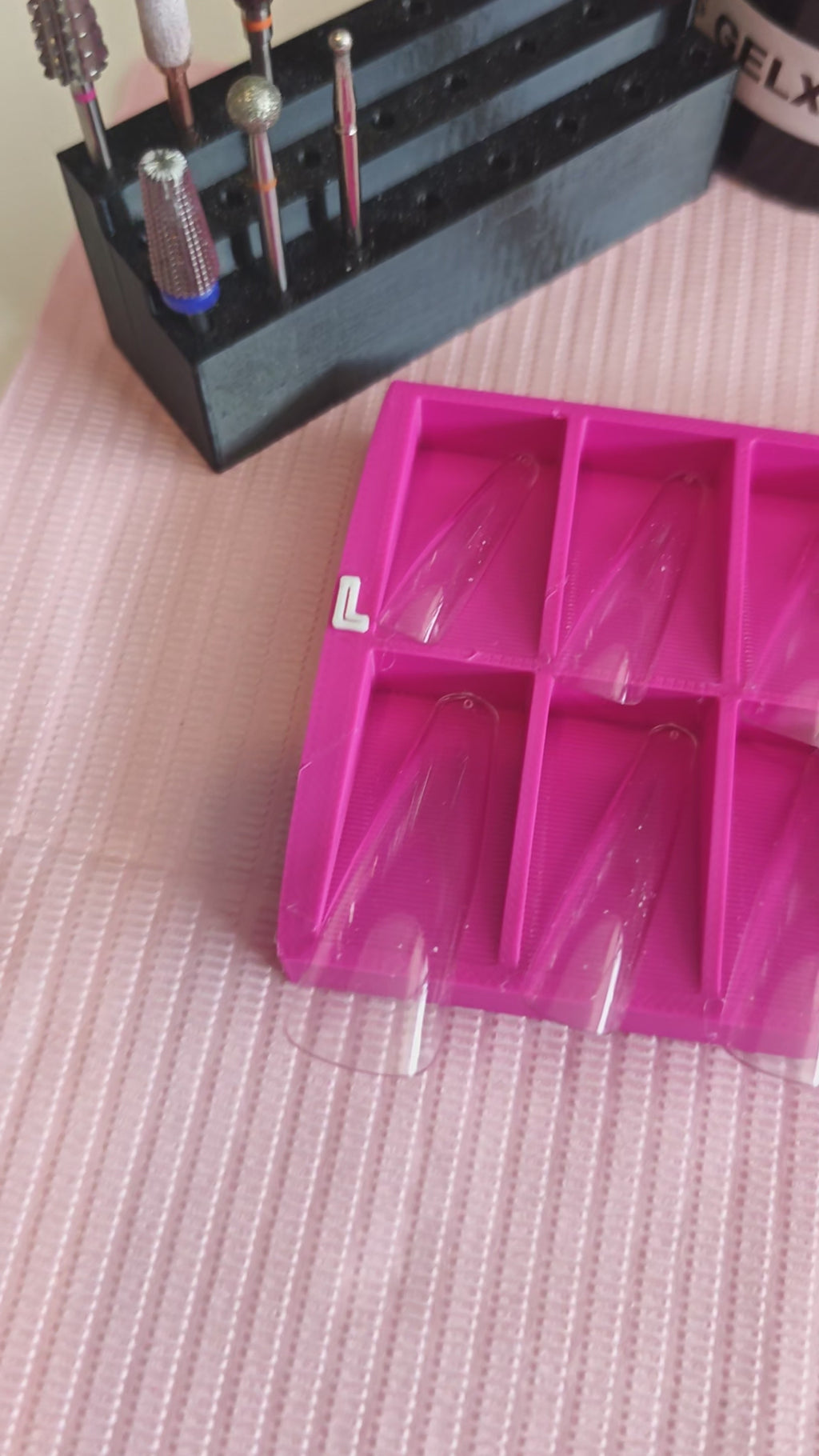 Pink Nail Tip Caddy Prep Tray